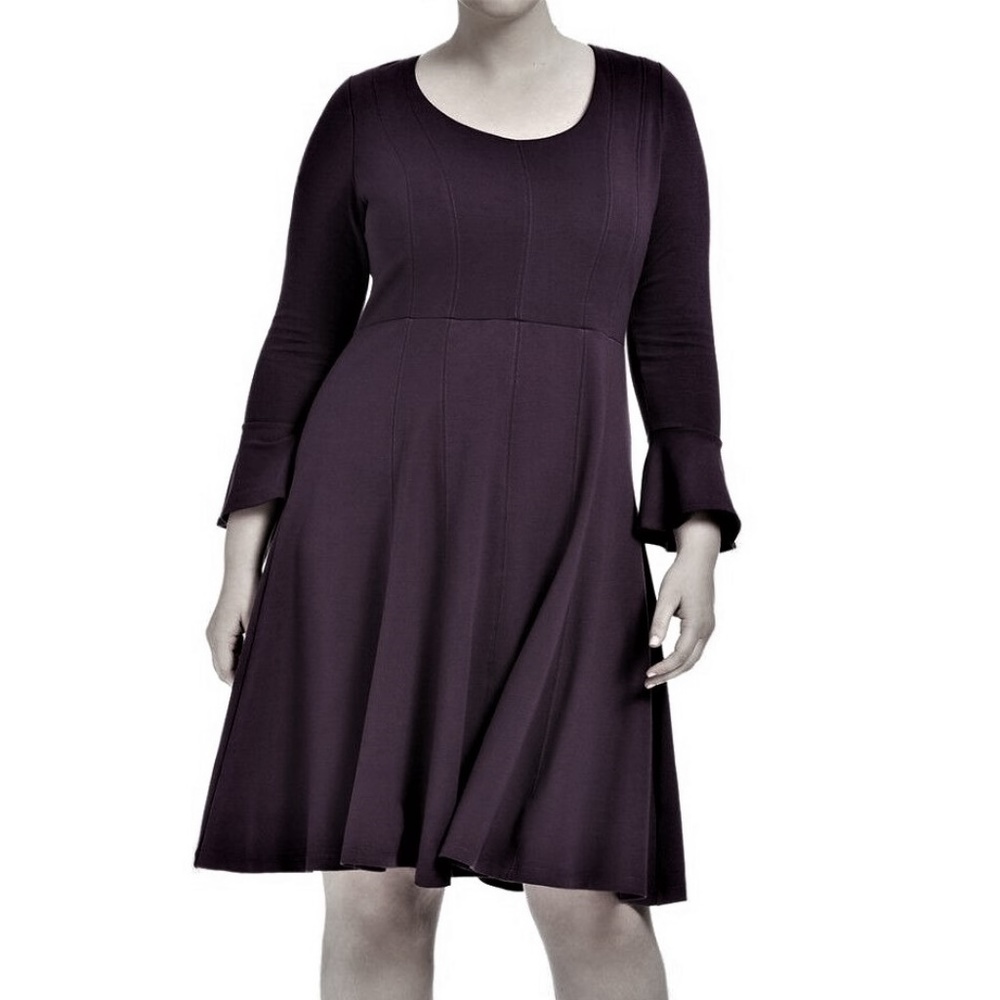 20 22 new ELOQUII BLACK fit & FLARED RUFFLE dress